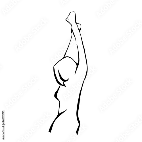 Line art drawing women body on white isolated background. Abstract modern art minimalistic female figure continuous. Feminine fashion nude body trandy design for posters, tattoos, logos