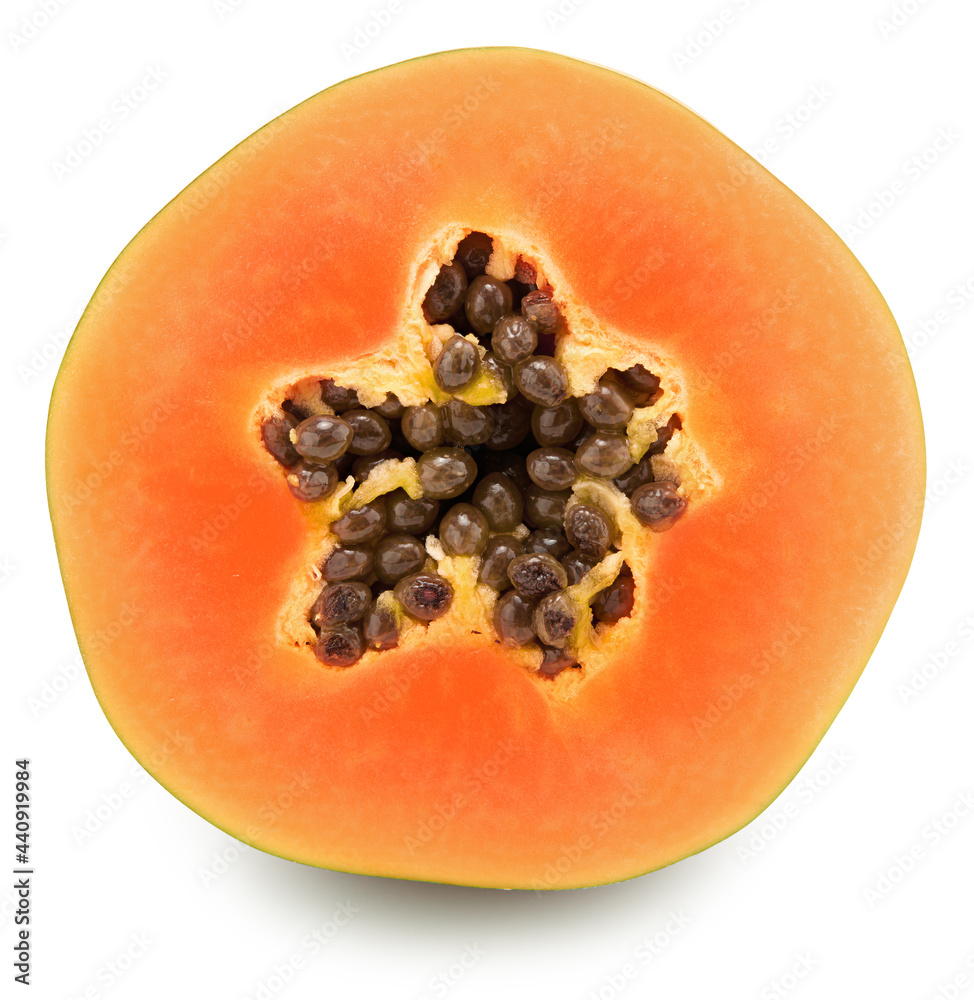sliced ripe papaya fruit isolated on white background. exotic fruit. clipping path sliced ripe papaya fruit isolated on white background. exotic fruit. clipping path
