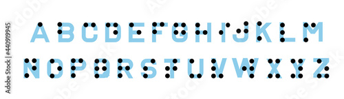 Braille alphabet for the blind. English version of Braille alphabet.
