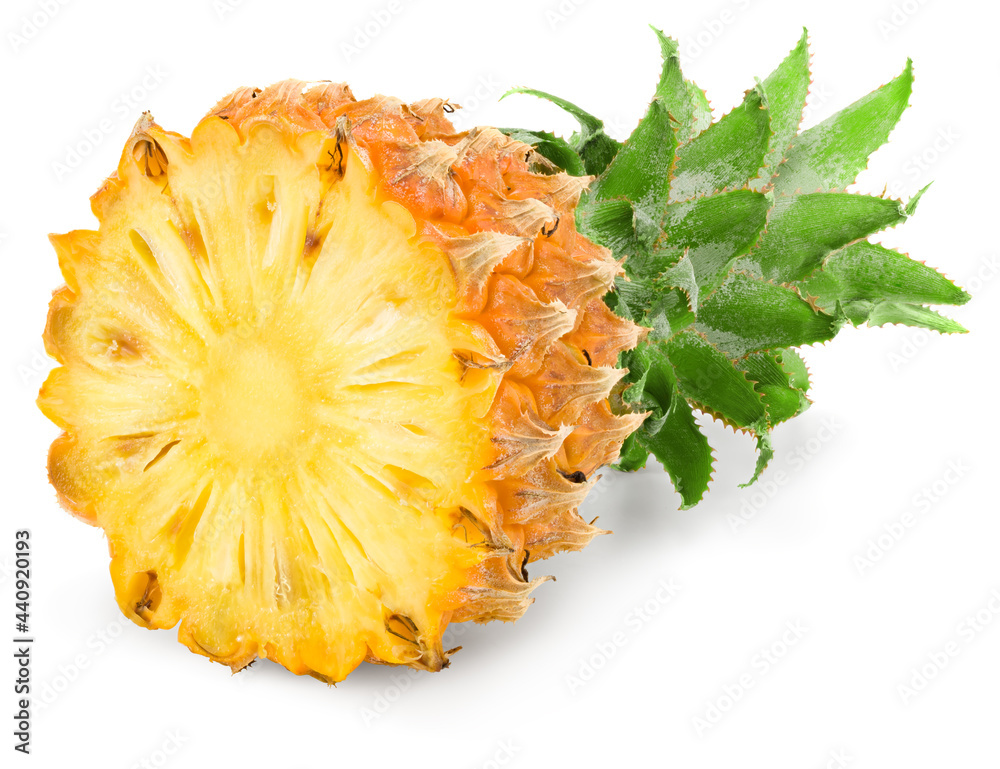 sliced baby pineapple isolated on white background. exotic fruit. clipping path sliced baby pineapple isolated on white background. exotic fruit. clipping path