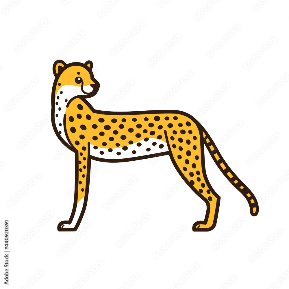 Fototapeta premium Cartoon cheetah character. Vector design print.