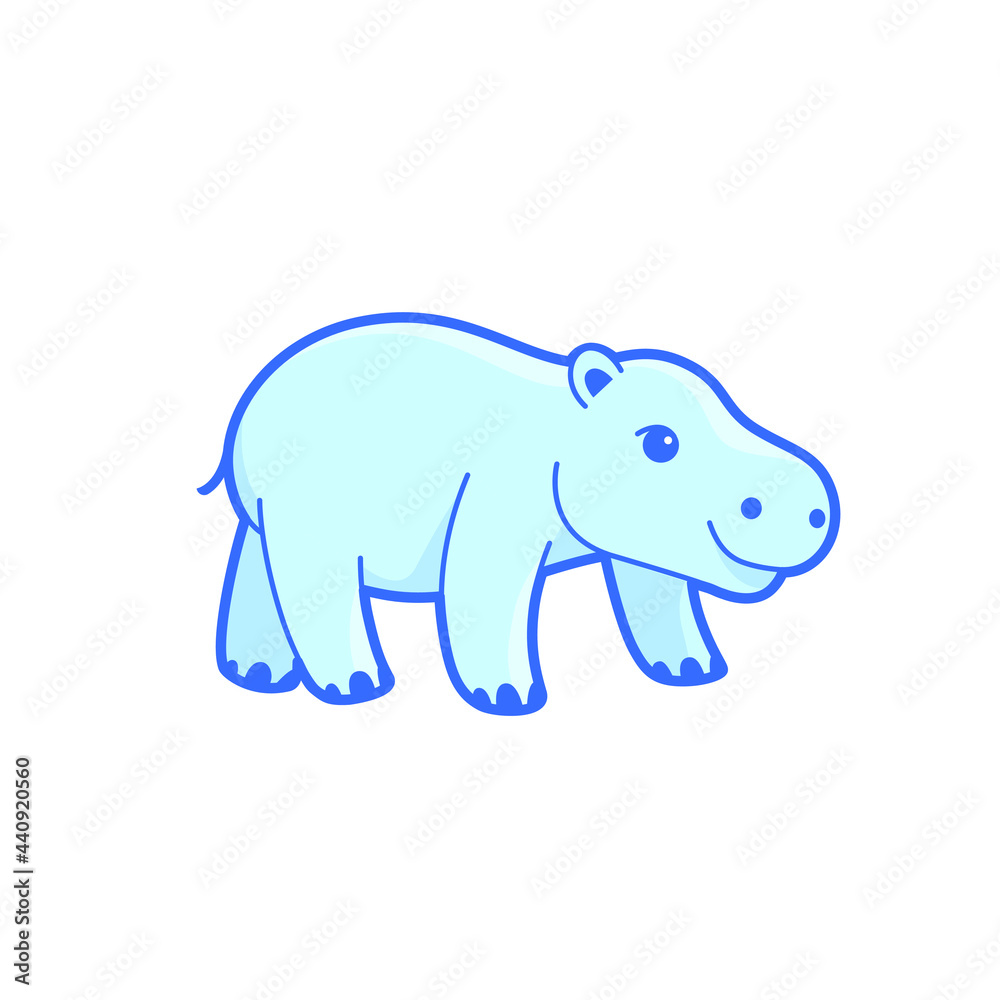 Cartoon hippo, cute character for children. Vector illustration in cartoon style for abc book, poster, postcard.  Animal alphabet.