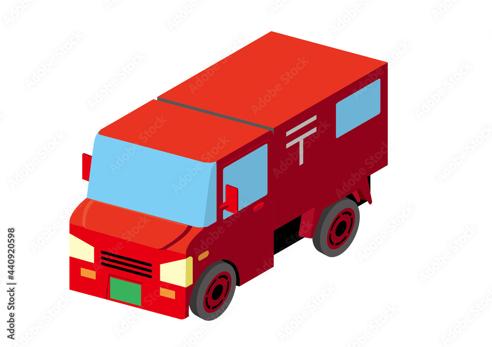 働く車 郵便局郵便集配車 軽トラック アイソメトリックスの自動車の立体イラスト3d Stock Vector Adobe Stock