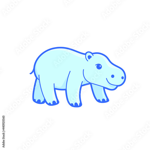 Cartoon hippo  cute character for children. Vector illustration in cartoon style for abc book  poster  postcard.  Animal alphabet.