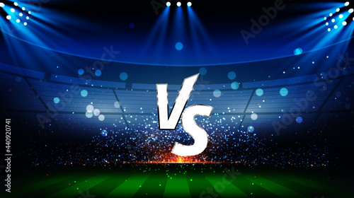Realistic Football Soccer Sports Stadium Vector with Spotlights Glow Stadium Abstract Background