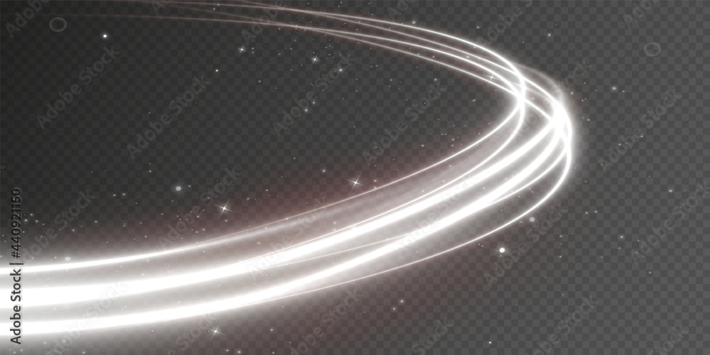 Luminous white lines of speed. Light glowing effect. Abstract motion ...