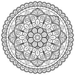 Foto auf Leinwand Mandala Circular Pattern In Mandala Henna. Mandala Coloring book. greeting card sticker lace pattern and tattoo, yoga design tile pattern. Wall Art, Limitless Walls.   © bwipavadee