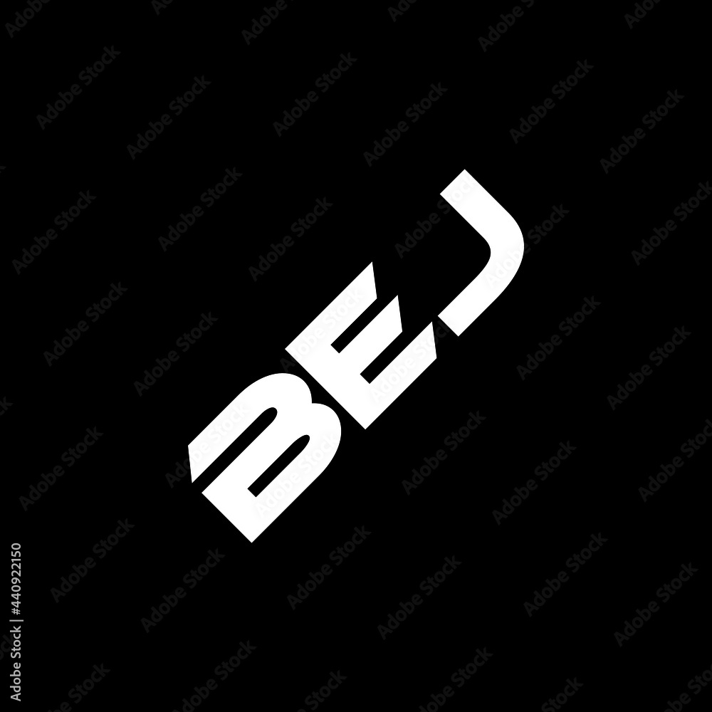 BEJ letter logo design with black background in illustrator, vector logo modern alphabet font overlap style. calligraphy designs for logo, Poster, Invitation, etc.