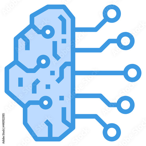 Artificial Intellegent blue outline icon