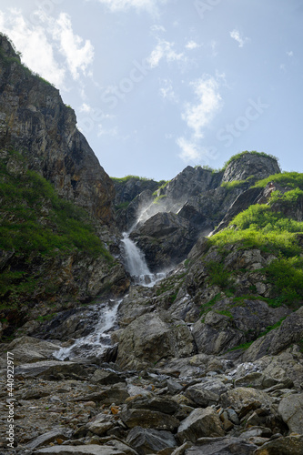 waterfall on the way to Fridolinshütte SAC in the Glarus Alps