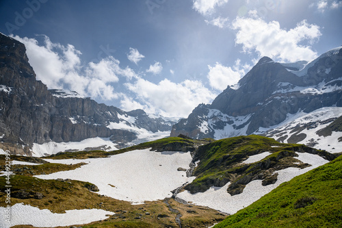 Fridolinsh  tte SAC with peak of T  di in the Glarus Alps