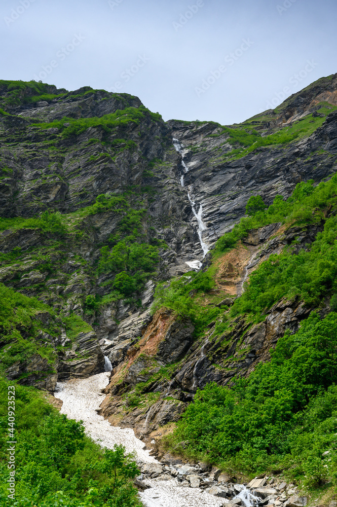 waterfall of Oberstaffelbach at Ochenplangge in the Glarus Alps