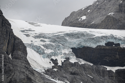 remains of clariden glacier in Glarus Alps in early sommer photo