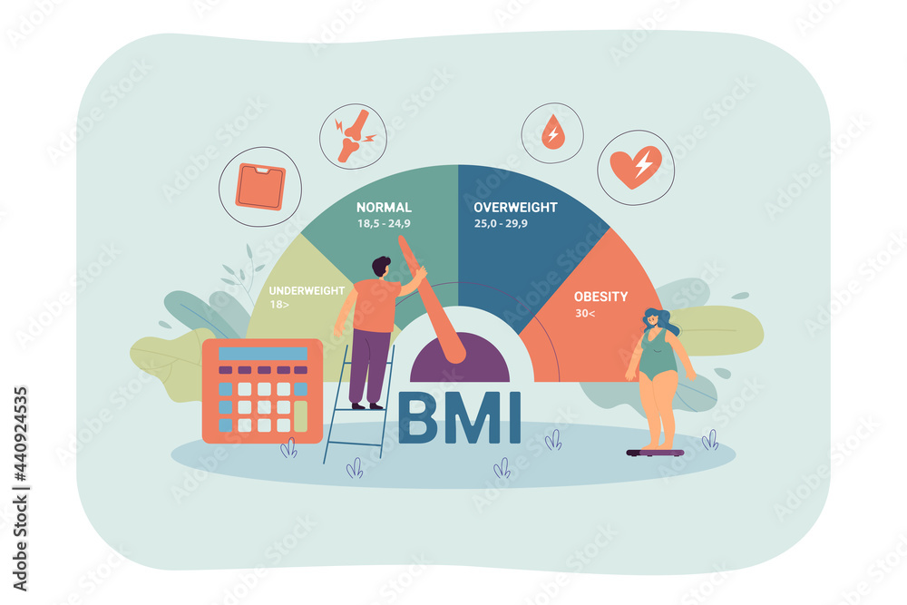 Body mass index weight loss concept bmi scale Vector Image