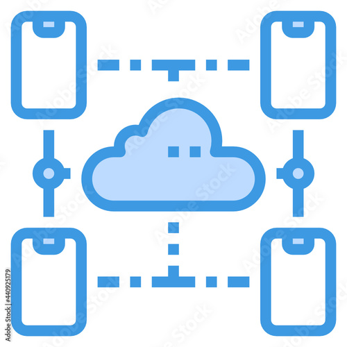 Cloud Computing blue outline icon