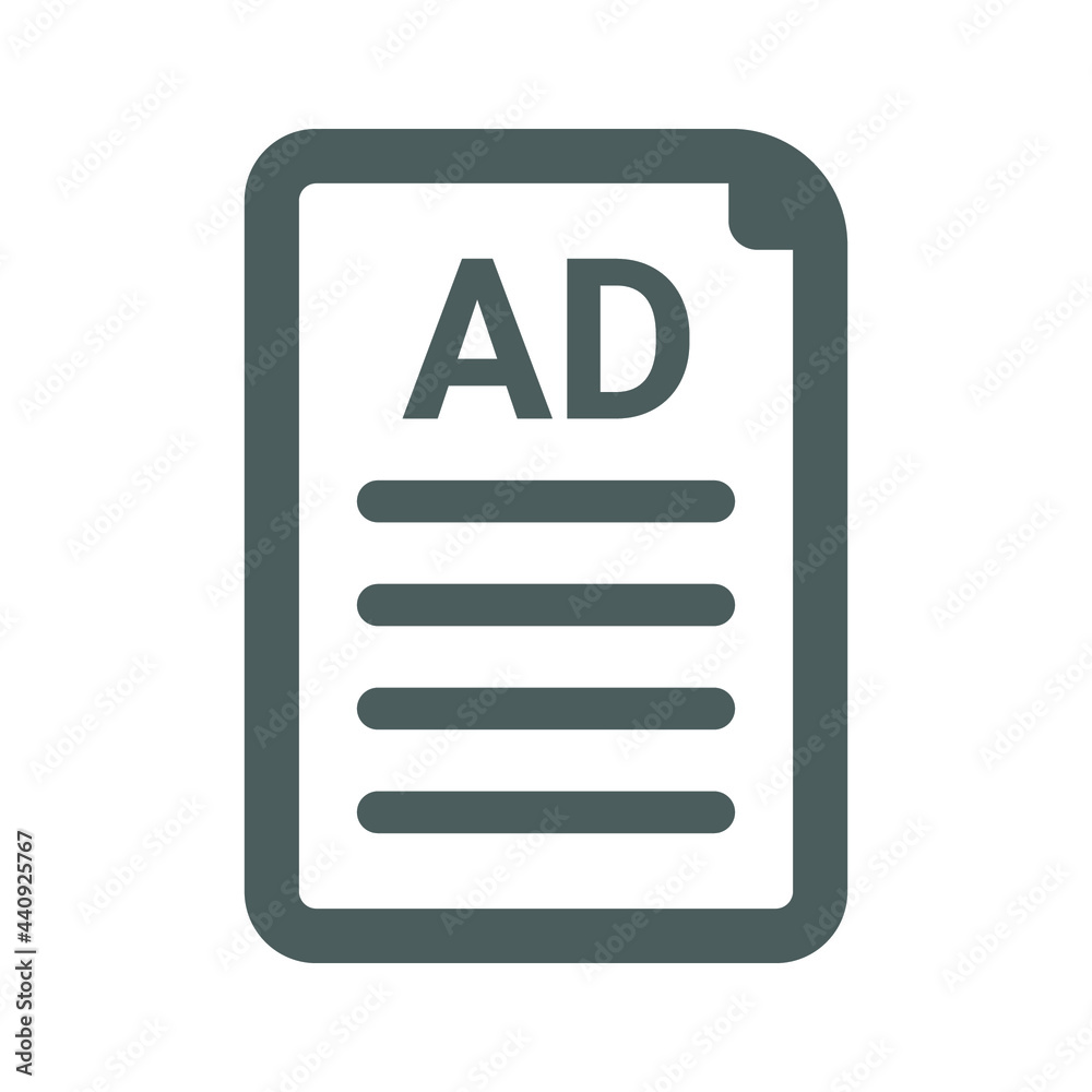 Ad, content, document icon. Gray vector graphics. Ad, content, document icon. Gray vector graphics.