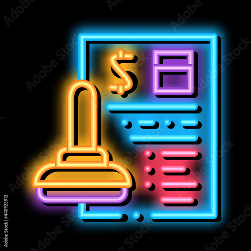 pledge order neon light sign vector. Glowing bright icon pledge order sign. transparent symbol illustration