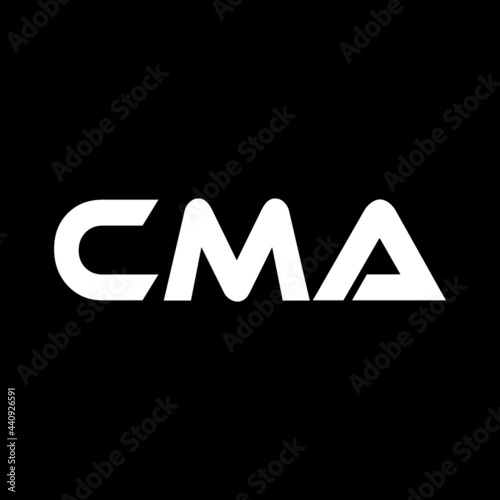 CMA letter logo design with black background in illustrator, vector logo modern alphabet font overlap style. calligraphy designs for logo, Poster, Invitation, etc. photo
