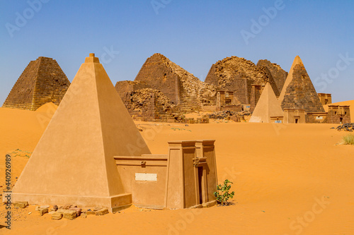 The pyramids of Meroe in the Sahara of Sudan