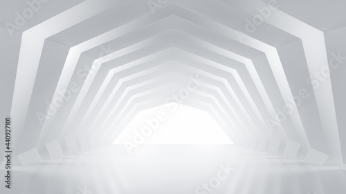 Fototapeta Naklejka Na Ścianę i Meble -  Abstract Futuristic empty floor and room Sci-Fi Corridor With light for showcase,room,interior,display products.Modern Future cement floor and wall background technology interior concept.3d render