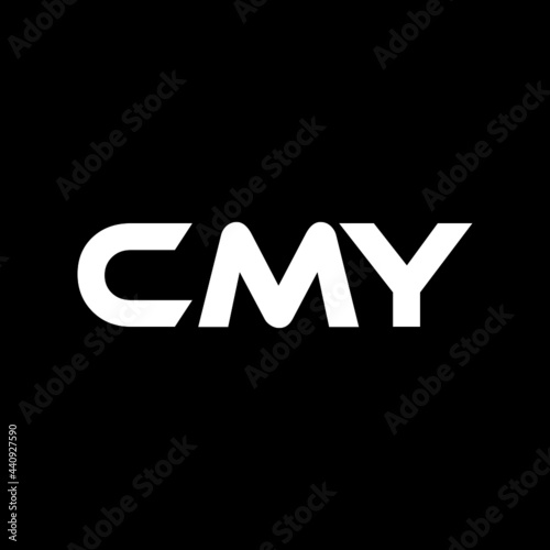 CMY letter logo design with black background in illustrator, vector logo modern alphabet font overlap style. calligraphy designs for logo, Poster, Invitation, etc.