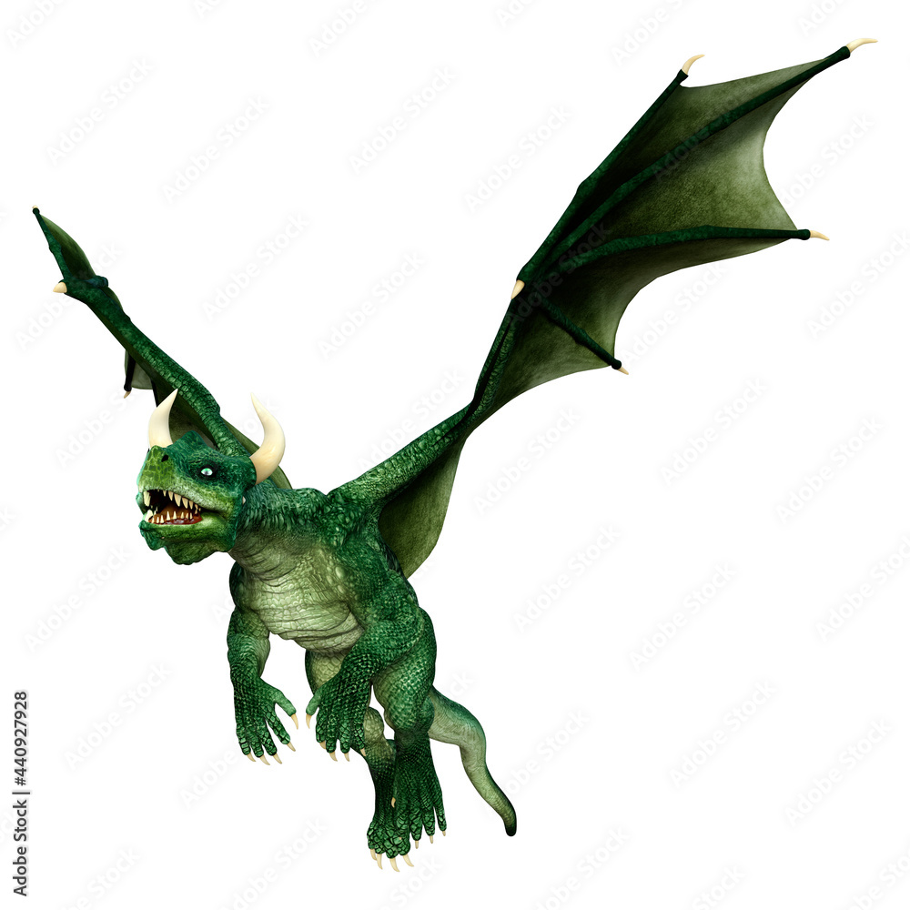 Fototapeta premium 3D Rendering Fairy Tale Dragon on White
