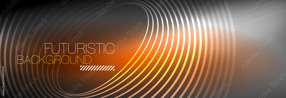 Dark abstract background with glowing neon circles. Trendy layout template for business or technology presentation, internet poster or web brochure cover, wallpaper Dark abstract background with glowing neon circles. Trendy layout template for business or technology presentation, internet poster or web brochure cover, wallpaper
