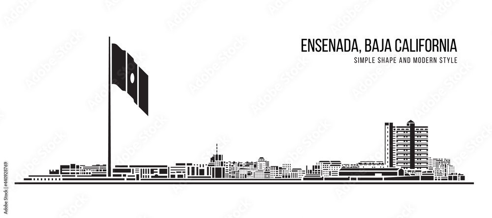 Cityscape Building Abstract Simple shape and modern style art Vector design - Ensenada city, Baja California