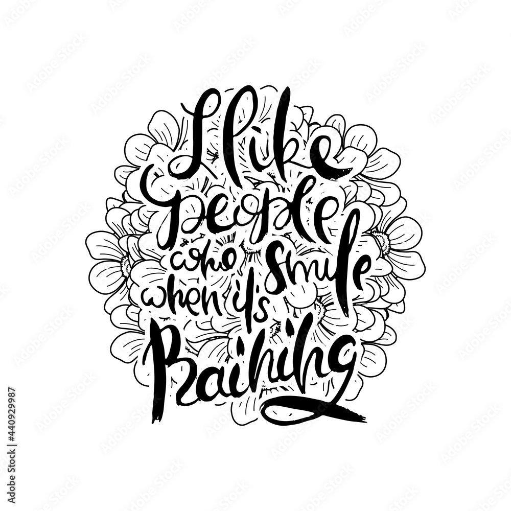 Fototapeta premium Hand lettering grunge card with flower background. Handcrafted doodle letters in retro style. Hand-drawn vintage typography