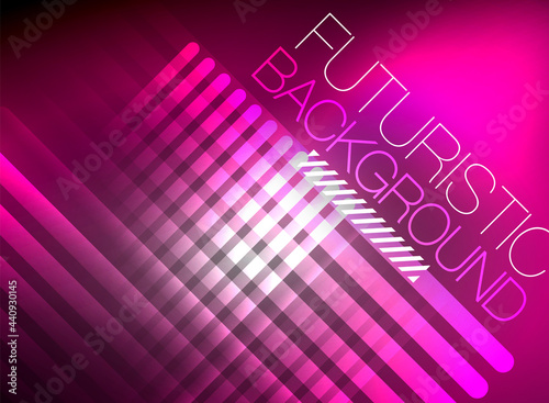 Bright neon color techno abstract background, shiny glowing neon lines in the dark background © antishock