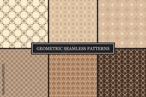 Chocolate Brown Geometric Seamless Repeat Pattern Set, Brown Aesthetic Repeat Pattern, Modern Vector Background, Vector Illustration for Fabric Design, Wallpaper, Banner