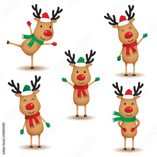 Set of cute reindeer vector illustration photo