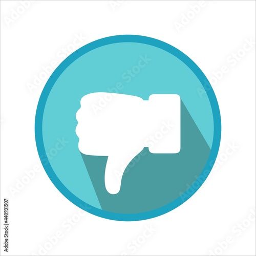 Blue dislike icon isolated on white background. Social media network sign.