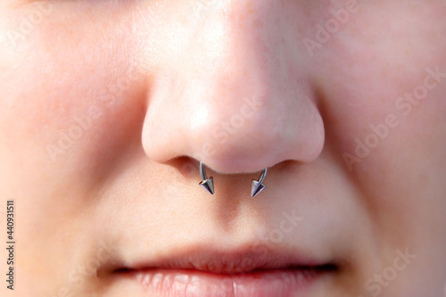 nose piercing teen girls close-up