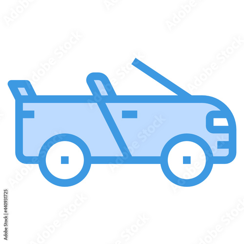 Convertible Car blue outline icon