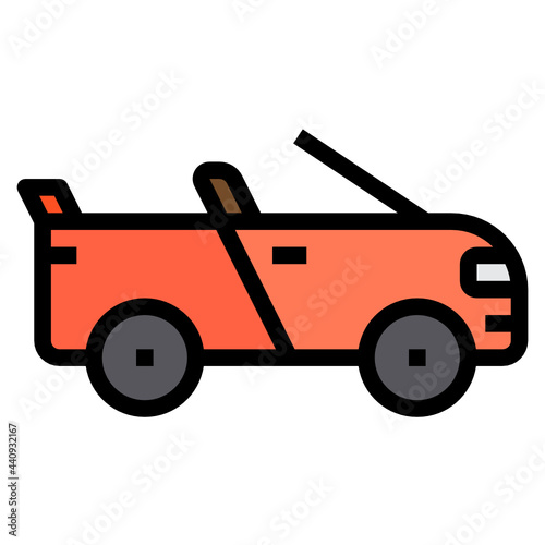 Convertible Car filled outline icon
