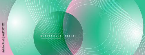 Gradient circles with shadows. Vector techno abstract background. Modern overlapping forms wallpaper background, design template