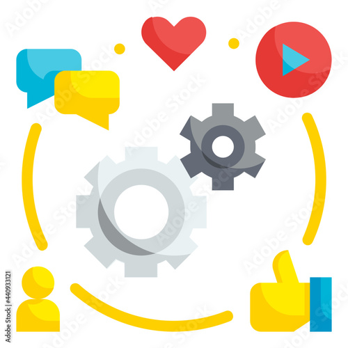 social media management flat icon