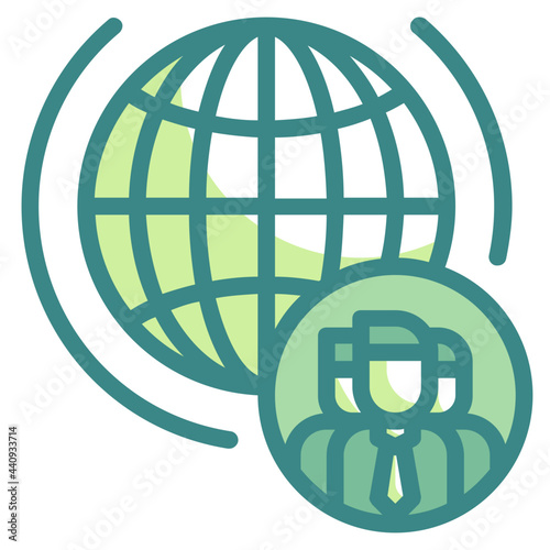 globalization business blue line icon