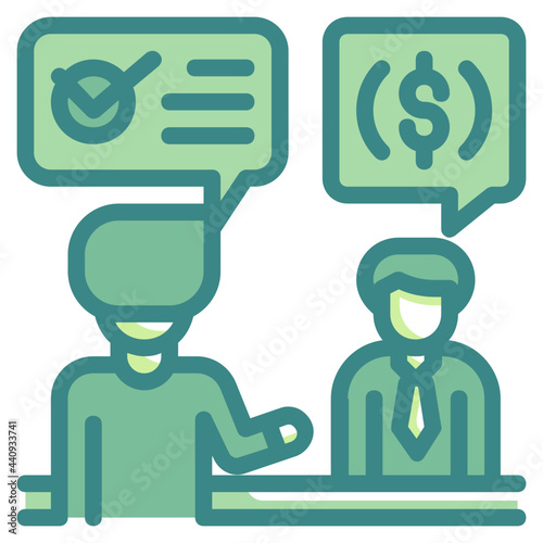 negotiate blue line icon