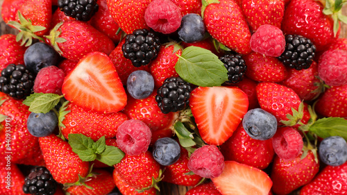 Fototapeta Naklejka Na Ścianę i Meble -  fresh berries fruits background assortment