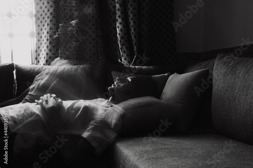 Depressed man  sleeping on sofa . long exposure  © Dexterity_Museum
