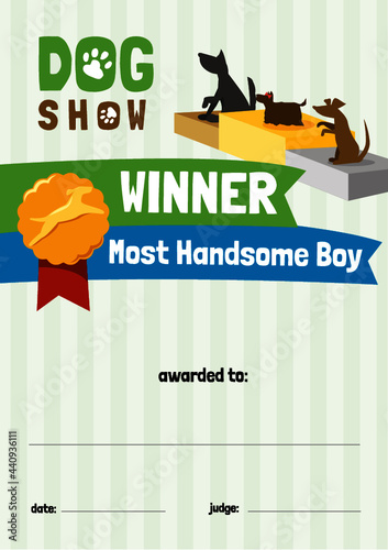 Dog show Winner certificate - most handsome boy