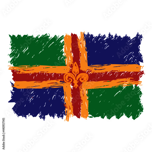 Lincolnshire (Lincs) Flag UK Painted Drawn County Flag Illustration Graphic Design  photo