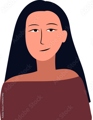 Calm girl with long hair portrait vector
