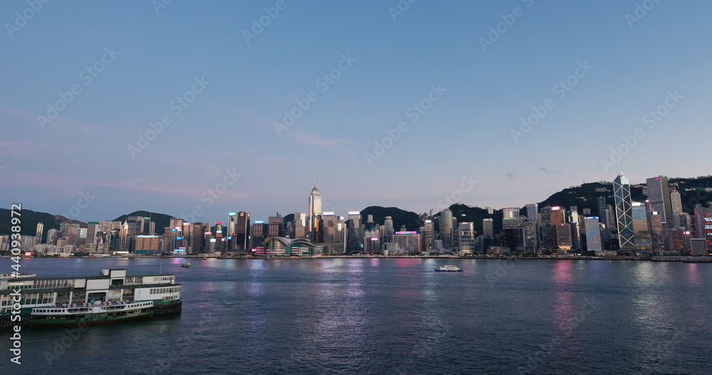 Hong Kong landmark at sunset