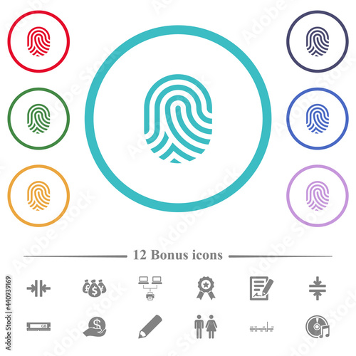 Fingerprint flat color icons in circle shape outlines photo