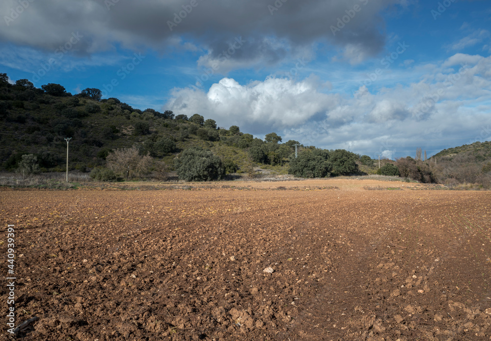 Ploughed fields in the municipality of Olmeda de las Fuentes, province of Madrid, Spain Ploughed fields in the municipality of Olmeda de las Fuentes, province of Madrid, Spain