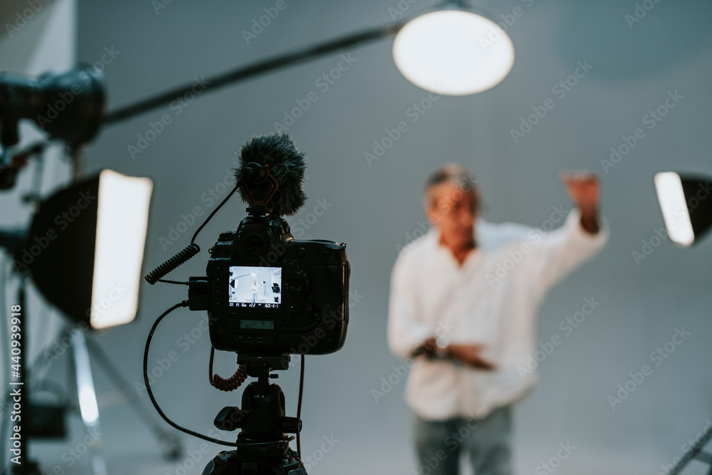 Actor in front on the camera in an audition Actor in front on the camera in an audition
