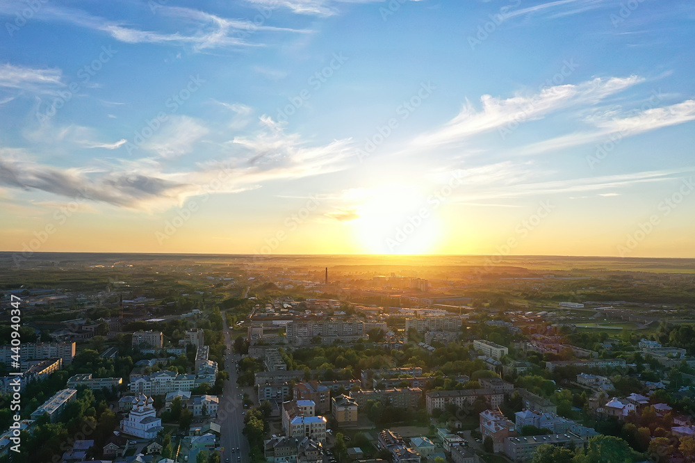 vologda view of the city from a drone, buildings architecture, a trip to the province in russia